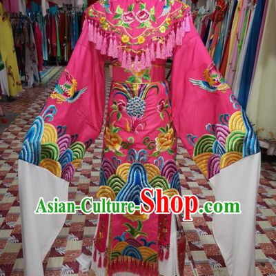 China Shaoxing Opera Princess Rosy Dress Outfits Traditional Peking Opera Diva Clothing Ancient Imperial Concubine Garment Costumes