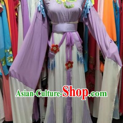 China Traditional Peking Opera Actress Clothing Ancient Fairy Princess Garment Costume Shaoxing Opera Diva Lilac Dress Outfits