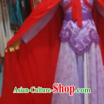 China Ancient Swordswoman Garment Costumes Shaoxing Opera Imperial Concubine Purple Dress Outfits Traditional Peking Opera Actress Clothing