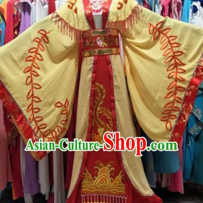 China Shaoxing Opera Princess Yellow Dress Outfits Traditional Peking Opera Actress Clothing Ancient Court Beauty Garment Costume