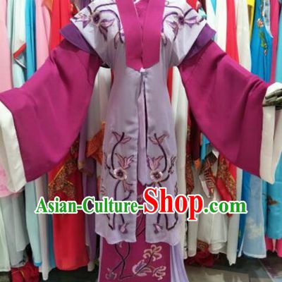 China Traditional Peking Opera Laodan Clothing Ancient Countess Garment Costume Shaoxing Opera Noble Dame Purple Dress Outfits