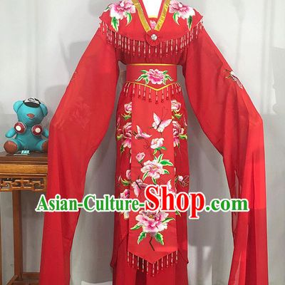 China Ancient Palace Princess Garment Costume Huangmei Opera Imperial Consort Red Dress Outfits Traditional Peking Opera Actress Clothing