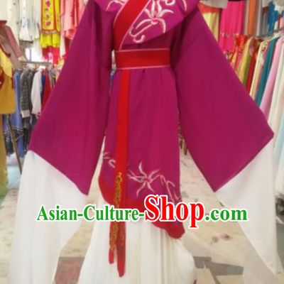 China Ancient Woman Matchmaker Garment Costumes Huangmei Opera Elderly Female Purple Dress Outfits Traditional Peking Opera Dame Clothing