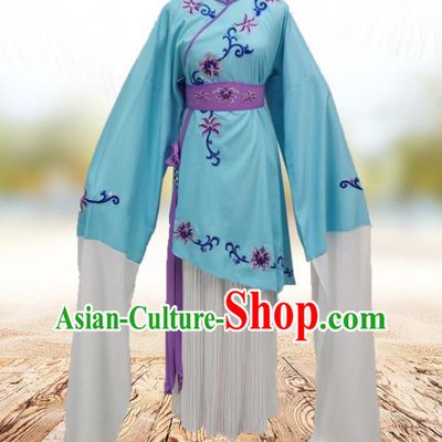 China Traditional Yue Opera Beauty Blue Dress Outfits Peking Opera Hua Tan Clothing Ancient Young Woman Garment Costumes