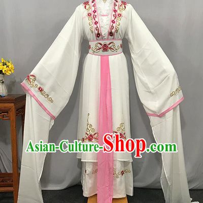 China Traditional Yue Opera Swordswoman White Dress Outfits Peking Opera Hua Tan Clothing Ancient Young Beauty Garment Costumes