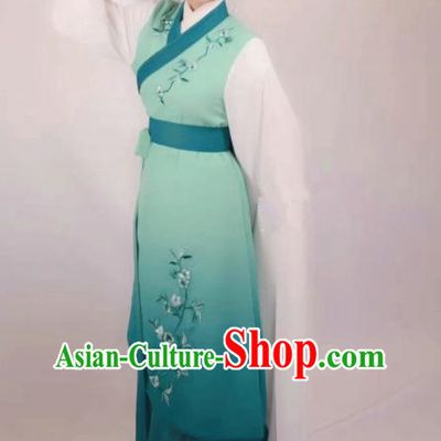 China Peking Opera Diva Clothing Ancient Country Woman Garment Costumes Traditional Shaoxing Opera Actress Green Dress Outfits