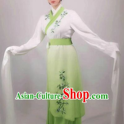 China Traditional Shaoxing Opera Diva Light Green Dress Outfits Peking Opera Actress Clothing Ancient Young Mistress Garment Costumes