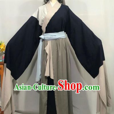 China Traditional Yue Opera Old Male Clothing Opera Pauper Garment Costume Beijing Opera Clown Black Robe Uniforms