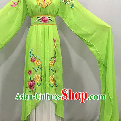 China Traditional Yueju Opera Actress Green Water Sleeve Dress Outfits Peking Opera Hua Tan Clothing Ancient Flower Fairy Garment Costumes