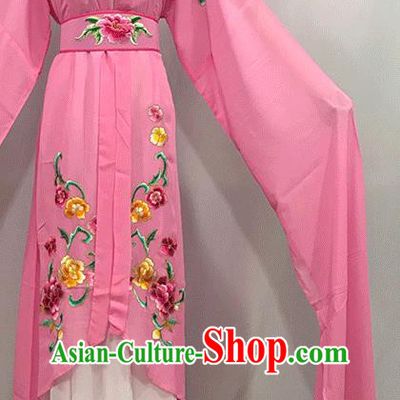 China Ancient Flower Fairy Garment Costumes Traditional Yueju Opera Actress Pink Water Sleeve Dress Outfits Peking Opera Hua Tan Clothing