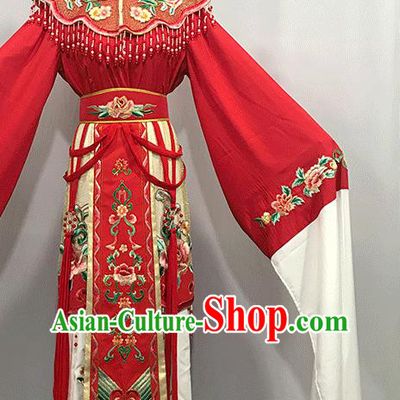 China Traditional Shaoxing Opera Court Woman Clothing Peking Opera Hua Tan Red Dress Outfits Ancient Imperial Consort Garment Costumes