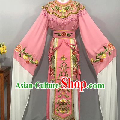 China Ancient Empress Garment Costumes Traditional Shaoxing Opera Actress Clothing Peking Opera Hua Tan Pink Dress Outfits