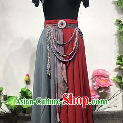 Chinese Zang Ethnic Performance Costume Woman Dance Garments Minority Folk Dance Dress Outfits Tibetan Nationality Dance Clothing