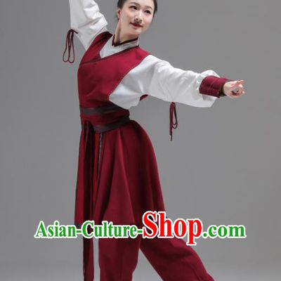 China Kung Fu Dance Fashion Classical Dance Clothing Women Martial Arts Performance Costume Sword Dance Red Uniforms