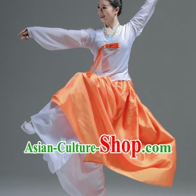 Korean Dance Fashion China Classical Dance Clothing Women Stage Performance Costumes Woman Dance Orange Dress Uniforms