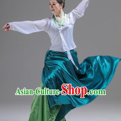 Korean Woman Dance Green Dress Uniforms Dance Fashion China Classical Dance Clothing Women Stage Performance Costumes