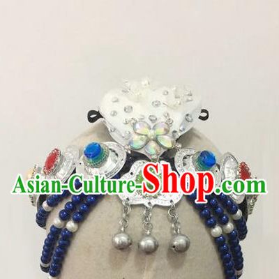 China Mongolian Ethnic Performance Headpiece Mongol Nationality Folk Dance Headdress Minority Dance Headwear