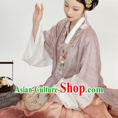 China Ming Dynasty Young Woman Historical Clothing Ancient Noble Beauty Dresses Traditional Court Lady Hanfu Garments Full Set