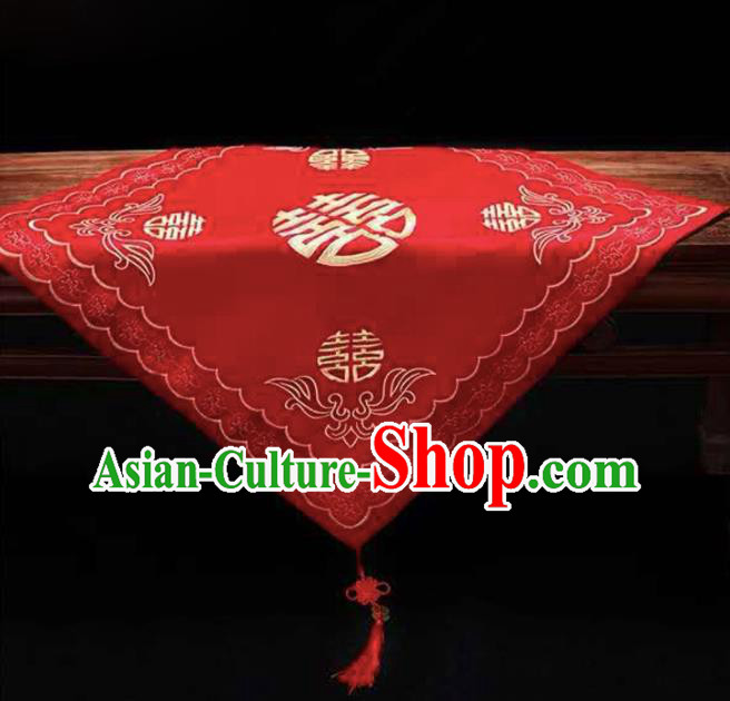 Chinese Traditional Wedding Headdress Bride Embroidered Red Kerchief Classical Marriage Headwear Chinese Traditional Wedding Headdress Bride Embroidered Red Kerchief Classical Marriage Headwear