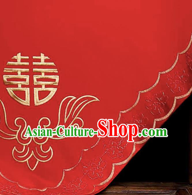 Chinese Traditional Wedding Headdress Bride Embroidered Red Kerchief Classical Marriage Headwear Chinese Traditional Wedding Headdress Bride Embroidered Red Kerchief Classical Marriage Headwear