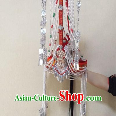 China Ethnic Wedding Bride Headdress She Nationality Folk Dance Hair Accessories Minority Dance Performance Red Hat
