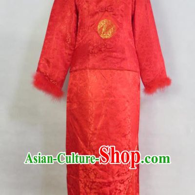 China Classical Red Brocade Cheongsam Traditional Embroidery Xiuhe Suits Ancient Toasting Clothing Bride Dress Wedding Garment Costumes