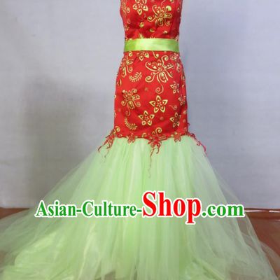 Custom Modern Dance Fashion Costume Bride Fishtail Full Dress Photography Clothing Wedding Dress