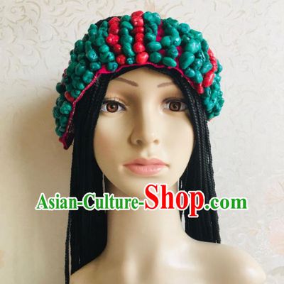 China Zang Nationality Folk Dance Hair Accessories Tibetan Minority Festival Performance Headpieces Xizang Ethnic Wedding Headband