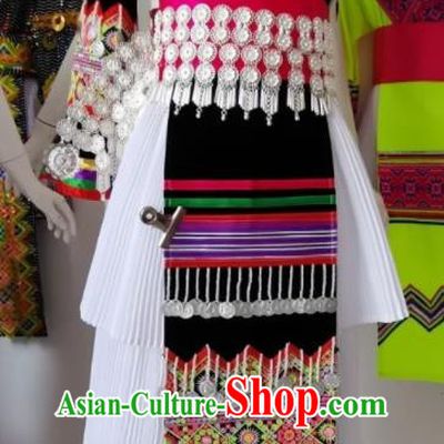 China Traditional Hmong Folk Dance Dress Outfits Yunnan Minority Wedding Garments Miao Nationality Bride Costumes Ethnic Performance Clothing