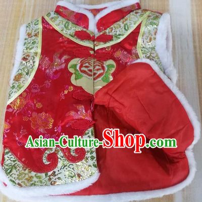 Chinese Tang Suit Upper Outer Garment Ethnic Girl Red Brocade Vest Mongol Nationality Children Clothing Traditional Mongolian Waistcoat