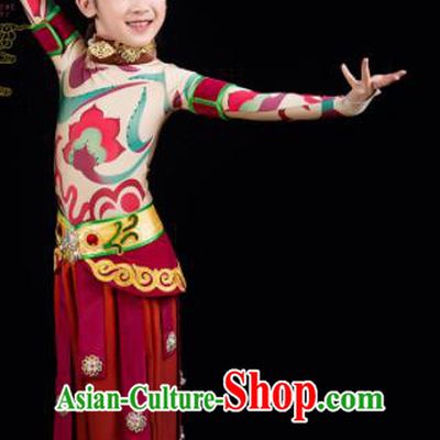 China Drum Dance Red Outfits Girl Performance Clothing Classical Dance Garment Costumes Children Flying Apsaras Dance Dress