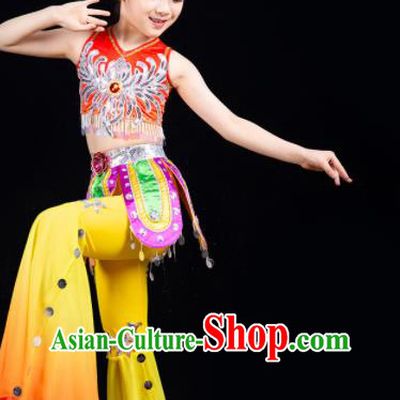 China Classical Dance Garment Costumes Children Flying Apsaras Dance Dress Drum Dance Outfits Girl Performance Clothing