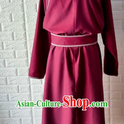 Chinese Mongolian Ethnic Clothing Traditional Wine Red Mongolian Robe Mongol Minority Male Garment Costume