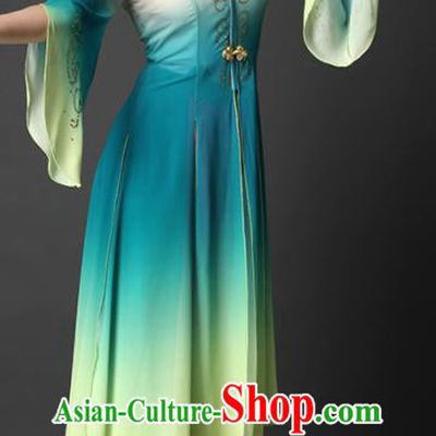 Chinese Umbrella Dance Green Dress Outfits Classical Dance Clothing Female Stage Performance Garment Costumes