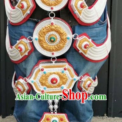 Handmade China Tibetan Robe Waistband Zang Nationality Waist Accessories Ethnic Wedding Cupronickel Belt Pendant