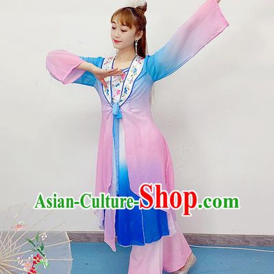 Chinese Female Stage Performance Garment Costumes Umbrella Dance Pink Dress Classical Dance Clothing Fairy Dance Outfits