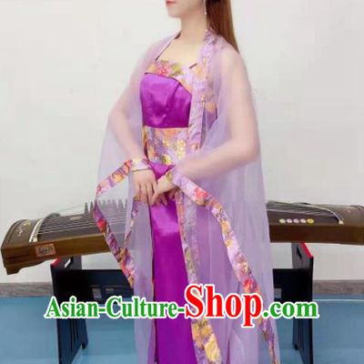 Chinese Ancient Fairy Dance Purple Outfits Stage Performance Garment Costumes Tang Dynasty Imperial Consort Hanfu Dress Classical Dance Clothing