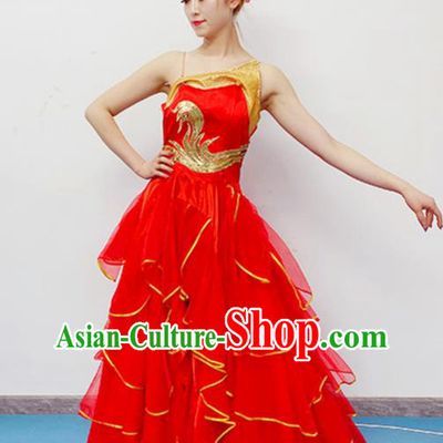 Chinese Stage Performance Garments Opening Dance Costume Chorus Clothing Spring Festival Gala Dance Red Dress