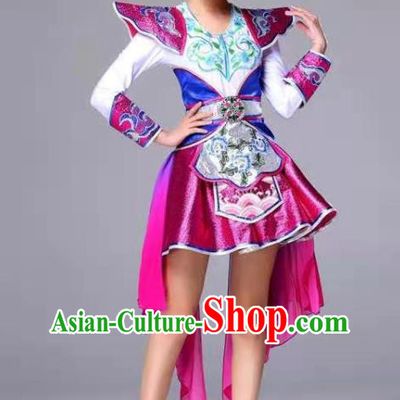 Chinese Drum Dance Clothing Dragon Opening Dance Rosy Dress Outfits Woman Stage Performance Garments New Year Yangko Dance Costume