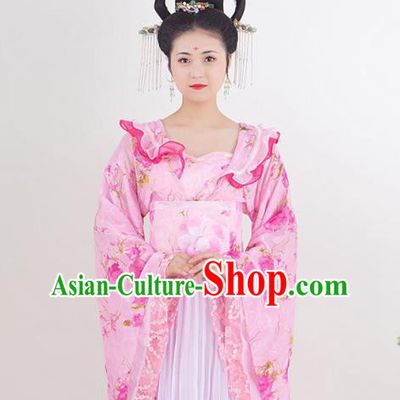 China Traditional Palace Lady Garment Costumes Ancient Princess Pink Hanfu Dress Tang Dynasty Court Beauty Historical Clothing