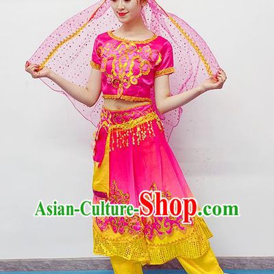 Professional Oriental Dance Clothing Indian Dance Rosy Outfits Belly Dance Costume Raks Sharki Dress