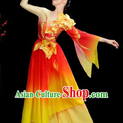 Professional China Spring Festival Gala Performance Garments Modern Dance Clothing Opening Dance Red Dress Women Group Dance Costumes