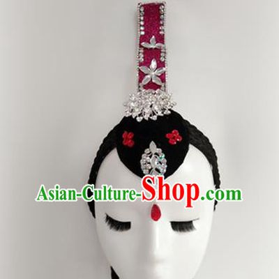Chinese Classical Dance Hair Accessories Women Group Performance Headdress Beauty Dance Hairpieces Traditional Hanfu Dance Wigs Chignon