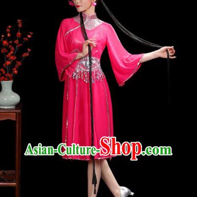 Professional China Women Group Dance Costumes Jazz Performance Garments Modern Dance Clothing Opening Dance Rosy Dress