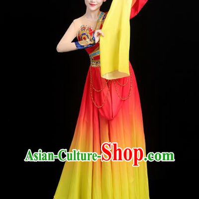 China Jinghong Dance Outfits Woman Performance Clothing Classical Dance Garment Costumes Umbrella Dance Red Dress