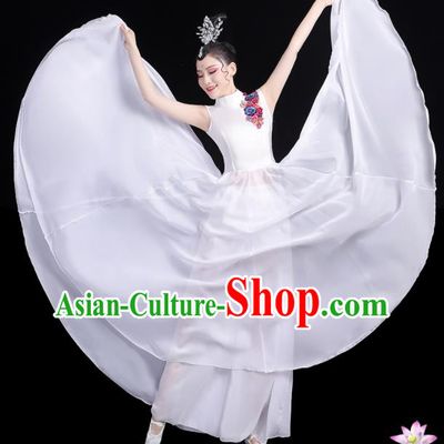 Professional China Chorus Performance Garments Modern Dance Clothing Opening Dance White Dress Women Group Dance Costume