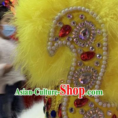 China Xinjiang Ethnic Performance Yellow Feather Hat Uighur Nationality Folk Dance Headwear Uyghur Minority Dance Headdress