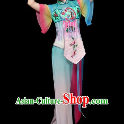 Chinese Folk Dance Clothing Traditional Fan Dance Blue Outfits Waist Drum Dance Costumes Yangko Performance Apparels