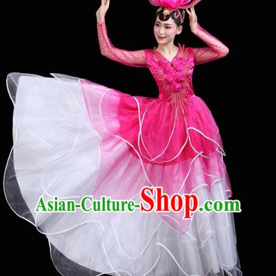 Professional China Spring Festival Gala Opening Dance Pink Dress Women Group Dance Costume Chorus Performance Garments Modern Dance Clothing
