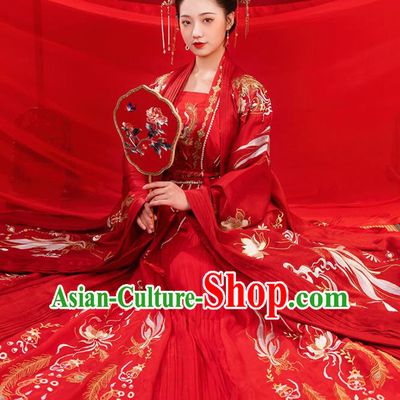 China Traditional Wedding Red Hanfu Dress Song Dynasty Princess Historical Clothing Ancient Nobility Lady Garment Costumes Full Set